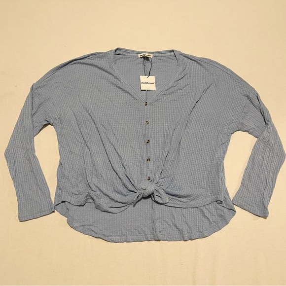 Charlotte Russe Womens Button Up Tie Up Long Sleeve Top Size XL - Picture 1 of 15